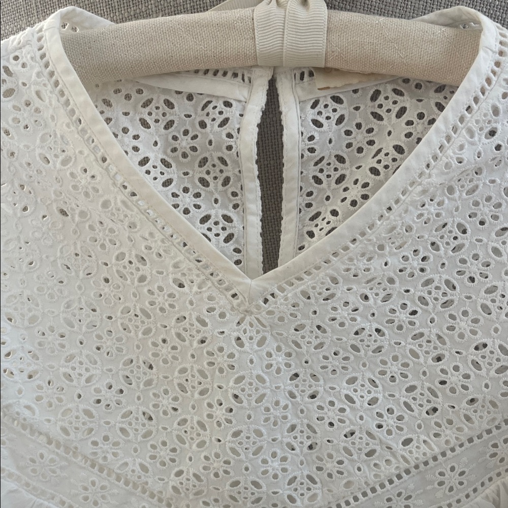 Ulla Johnson White Eyelet Puff-Sleeve Blouse - Picture 10 of 13
